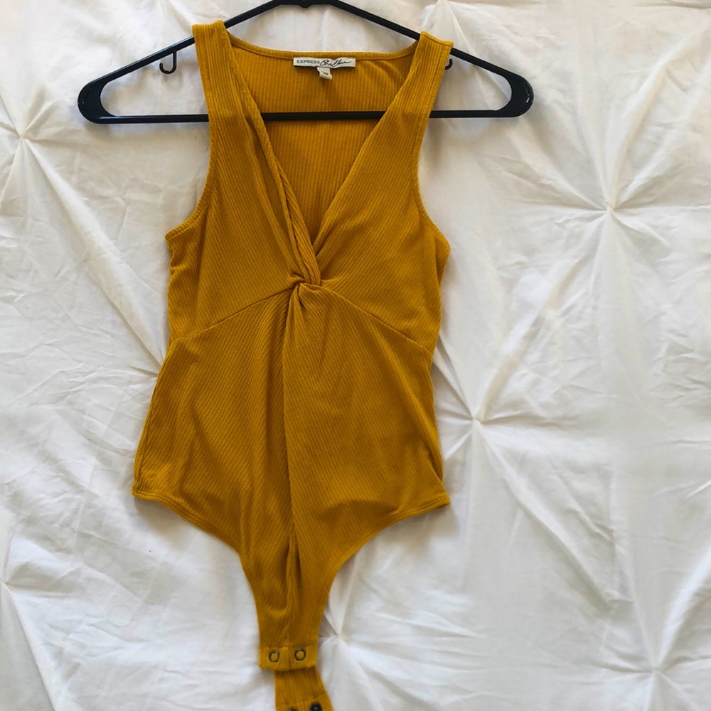 Express bodysuit in mustard yellow